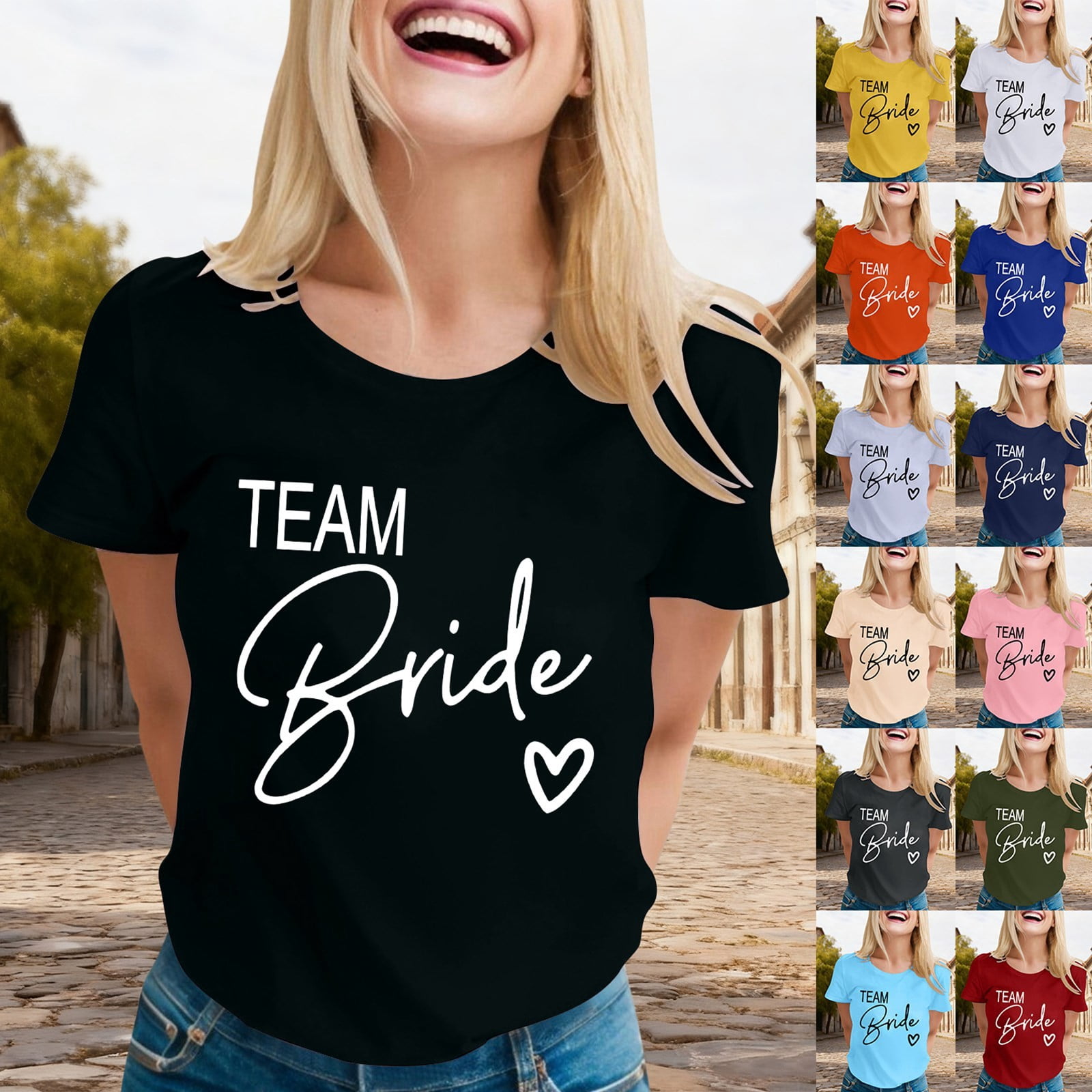 Aihuaihua Bride & Bridesmaid Shirts, Team Bride T-Shirts for Women ...
