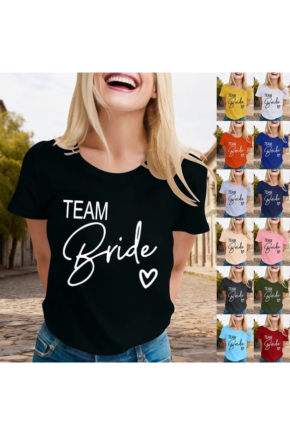 Bride & Bridesmaid Shirts, Team Bride T-Shirts for Women, Bride Squad Party Outfits L