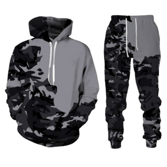 Aihuaihua Camo Sweat Suits Men Tracksuits 2 Piece Sets,Warm Pullover Sweatshirt and Sweatpants,Athletic Jogging Sweatsuit Dark Purple XXXL
