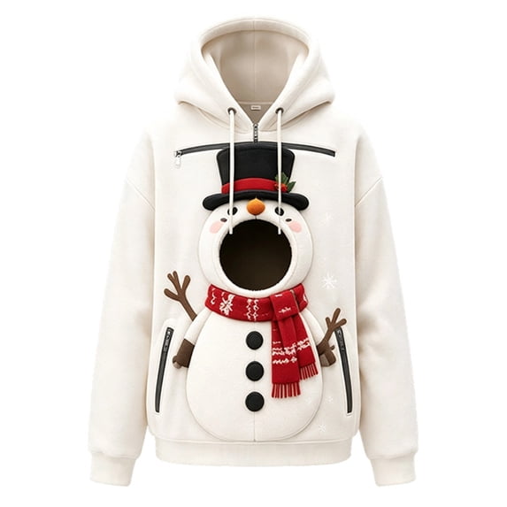 Aihuaihua Christmas Pet Pouch Hoodie, Cat Pouch Hoodie Unisex Christmas Sweatshirt Oversized Dog Cat Holder Carrier Front Large Pouch Pullover Top Christmas Gift for Women Men