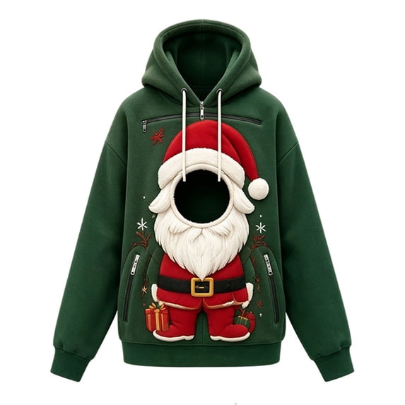 Aihuaihua Christmas Pet Pouch Hoodie, Cat Pouch Hoodie Unisex Christmas Sweatshirt Oversized Dog Cat Holder Carrier Front Large Pouch Pullover Top Christmas Gift for Women Men
