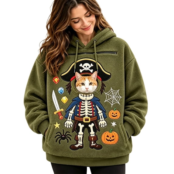 Aihuaihua Christmas Pet Pouch Hoodie, Fleece Cat Pouch Hoodie Unisex Christmas Sweatshirt Oversized Dog Cat Holder Carrier Front Large Pouch Pullover Top Christmas Gift for Women Men