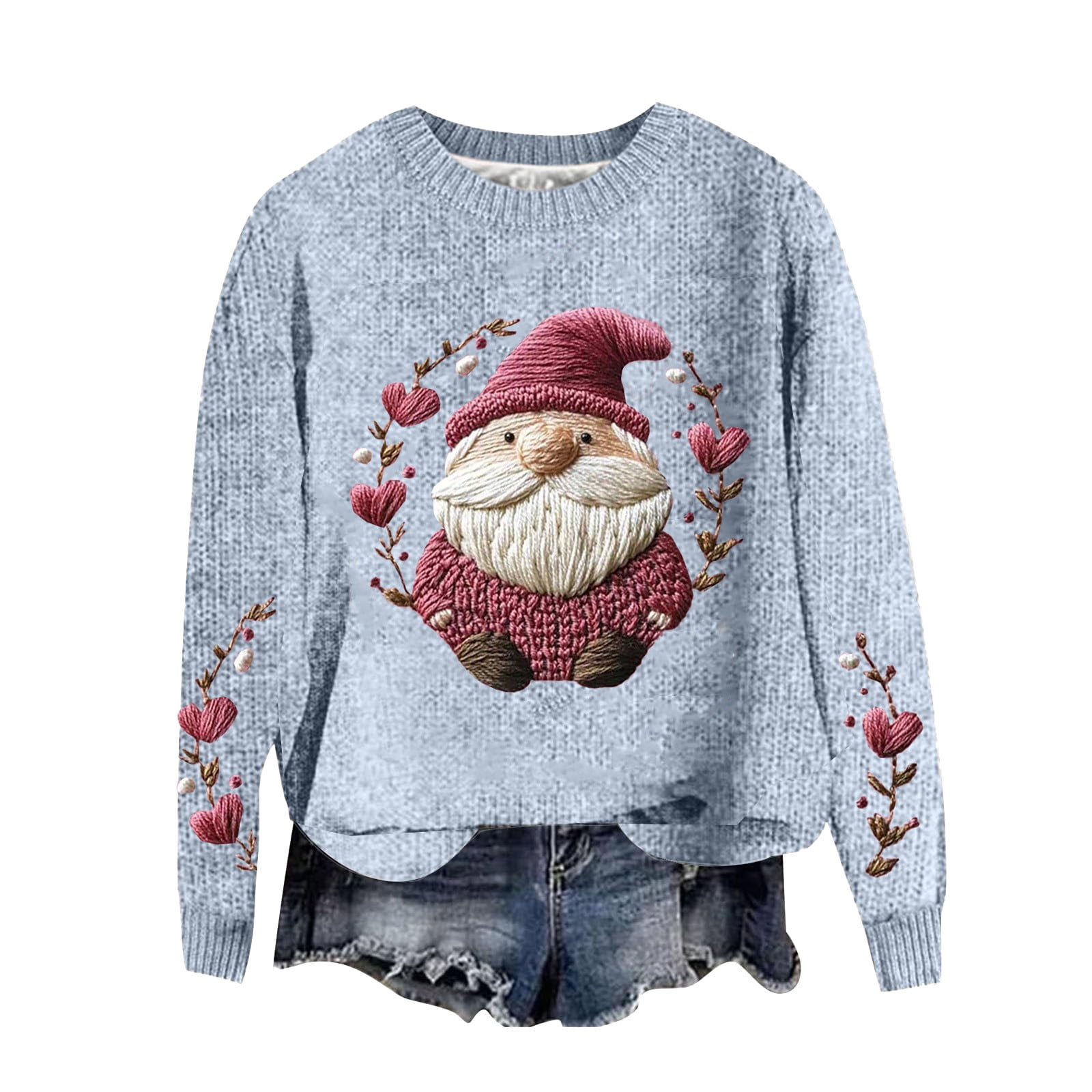 2019 New Casual Autumn and Winter V-neck Classic Red & Green Christmas Sweater  Women Pullover main image 0