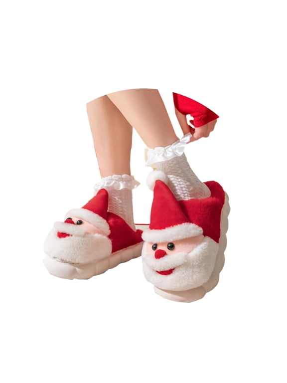 Cozy Soft Cuddle Slippers for Older Kids, Great Gift for Birthday and Holiday Season, for Indoor Bedroom Home Wear Red
