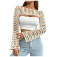 thumbnail image 1 of Aihuaihua Crochet Shrugs for Women Y2K Hollow Out Bolero Shrug See Through Cropped Knit Sweater Top, 1 of 9