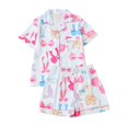 thumbnail image 1 of Aihuaihua Cute Bow Heart Pajamas Women Valentines Printed 2 Piece Silk Pajama Set Plus Soft Short Sleeve Button Down Sleepwear, 1 of 4