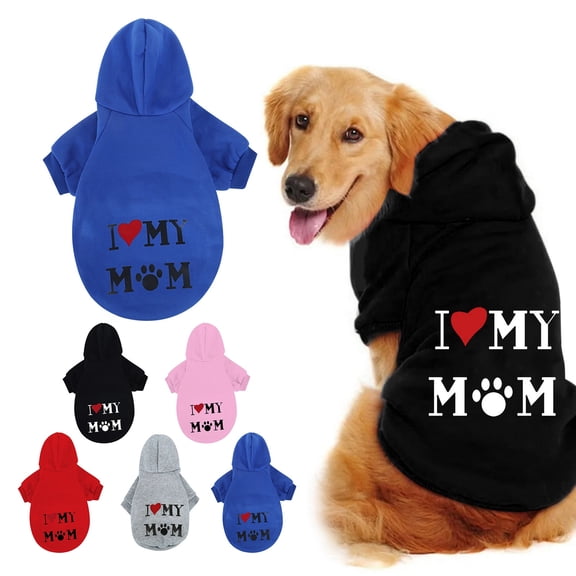 Aihuaihua Dog Clothes I Love My MOM Dog Hoodie Pet Dog Sweatshirt Dog Sweaters Dog Clothes Pet Winter Clothes for Small Medium Large Dogs Black