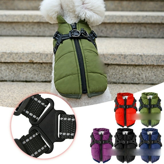 Aihuaihua Dog Winter Coat, 3 in 1 Winter Jacket for Dogs, Furry Dog Jacket with Harness, Waterproof Windproof DogSnow Jacket with Zipper, for Small Medium Large Dogs N
