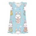 thumbnail image 1 of Aihuaihua Easter Day Pajamas Toddler Girls Flutter Sleeve Cartoon Rabbit Fashion Cute Dresses Pajama Dresses for Girls Sleepwear Nightie,8-9Y, 1 of 2