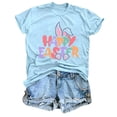 thumbnail image 1 of Aihuaihua Easter Tops for Women 2026 Cute Bunny Graphic Short Sleeve Loose Fit Shirts Trendy Print Round Neck Tunic Blouse Blue L, 1 of 2