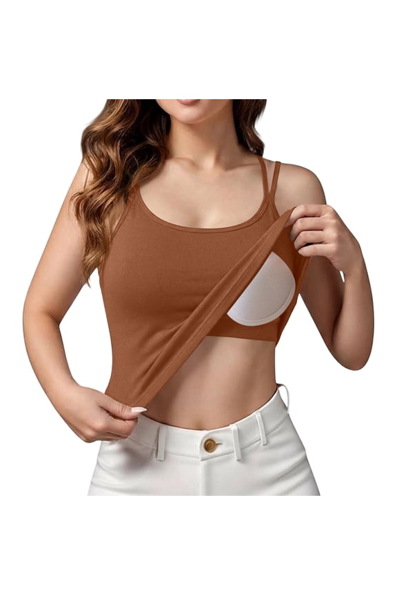 Elegant Solid Summer Camisole Innerwear With Built In Bra And Removable Pads Lightweight Sleeveless Top For Women