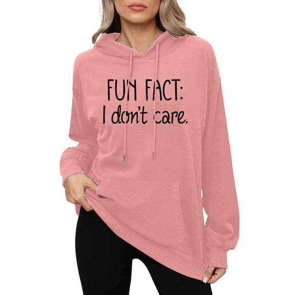 Aihuaihua Fun Fact I Don't Care Hoodie I Do Not Care Hoodie Funny Sarcastic Saying Sweatshirt Graphic Pullover Top