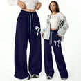 thumbnail image 1 of Aihuaihua Girl's Bowknot Baggy Sweatpants Lightweight Straight Leg Athletic Pants with Pockets Age for 4-16, 1 of 9