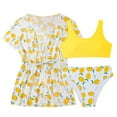 thumbnail image 1 of Aihuaihua Girls 3-Piece Bikini Set with Floral Print with Rash Gurad Coverup – Spring Summer Beach Wear for 8-14 Years, 1 of 7