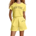 thumbnail image 1 of Aihuaihua Girls 5t Outfits Graphic Print T Shirt and Shorts Outfits Set Crew Neck Fashion Beach Outfits Flower Print Summer Tropical Suit Outdoor Casual Clothes, 1 of 4