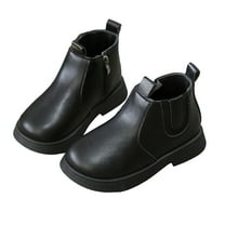 Aihuaihua Girls Ankle Boots Low Heel Soft Leather Casual Winter Shoes for Kids Toddler Everyday School Wear Size 11-12 Years