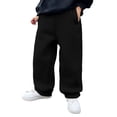 thumbnail image 1 of Aihuaihua Girls Boys Sweatpants Toddler Kids Solid Drawstring Elastic Waist Joggers Outdoor Thick Warm Pants with Pockets Black, 1 of 6