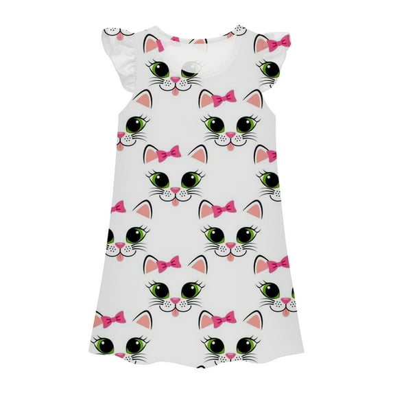 Aihuaihua Girls Children Easter Pajama 4t Cartoon Bunny Trendy Flutter Sleeve Happy Easter Princess Dress Gown Pajamas Nightgowns for Little Girls White,8-9Y
