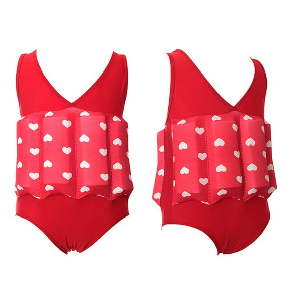 Aihuaihua Girls Floatation Swimwear Adjustable Buoyancy Training Suit for Toddlers 1-9 Years Bathing Suit with Arm Floaties for Beach Pool Swimming Lessons