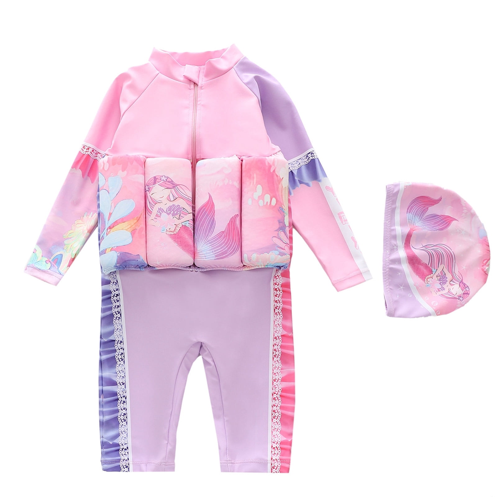 Aihuaihua Girls Meimaid One-Piece Floatation Swimsuit Summer Short ...