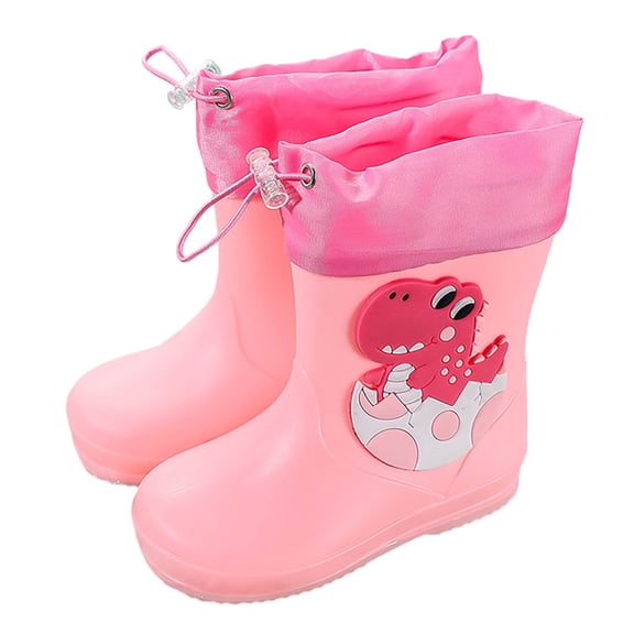 Aihuaihua Girls Rain Boots Non Lightweight Comfortable Elastic Top School Shoes For Kids With Textured Sole Design Size 3.5-4 Years