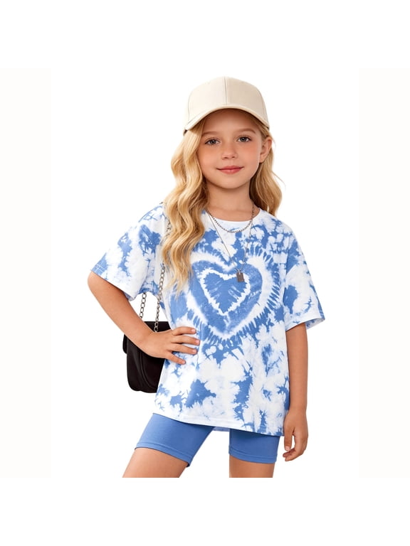 Girls Short Sets Size 10-12 Outfits Animal Print T Shirt and Shorts Outfits Set Crew Neck Loose Fit Girls Cotton Clothing 2pc Sets Outdoor Casual Clothes