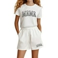 thumbnail image 1 of Aihuaihua Girls Summer Outfits Size 6 Letter Print T Shirt Top and Shorts Pants Set Crewneck Casual Two Piece Set for Children Back To School Clothes, 1 of 4