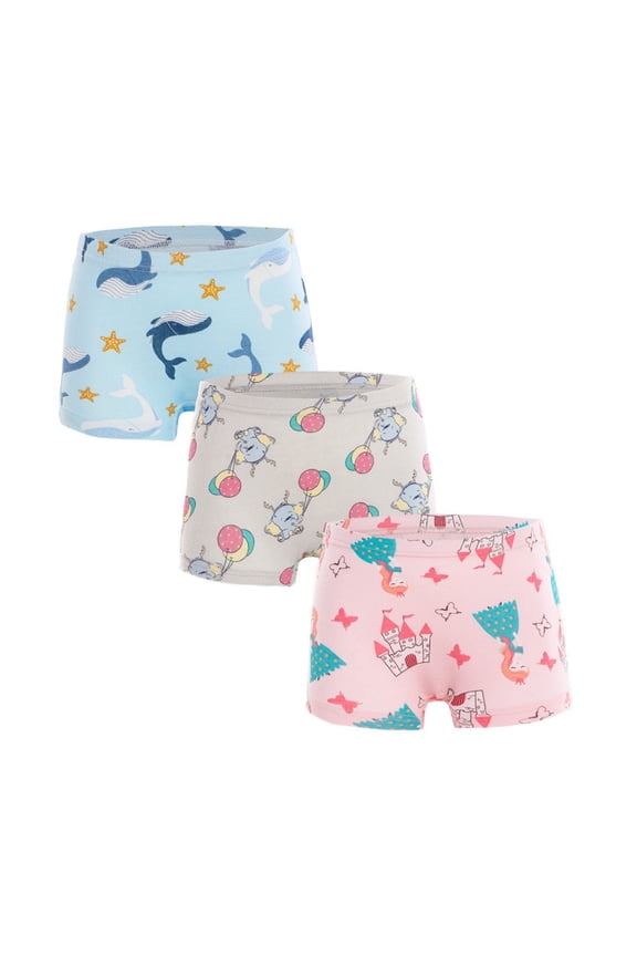 Girls Underwear 3 Pack Soft Breathable Comfortable Cartoon Printed Panties for Toddler Kids Age 3-13 Years 3PCS