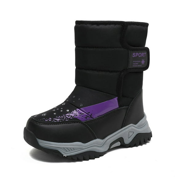 Aihuaihua Girls Winter Snow Boots Non Warm Kids Boots for Outdoor Play Cold Weather Toddler Shoes Size 14-14.5 Years