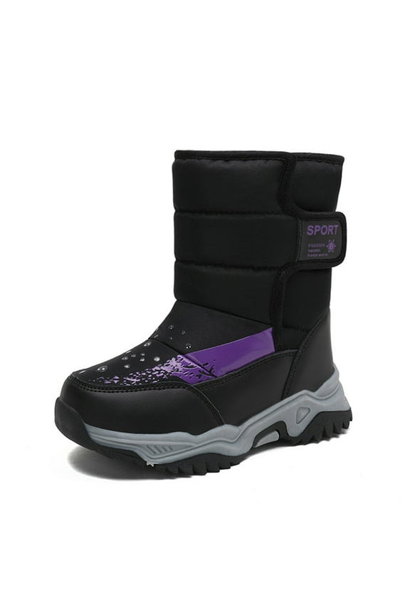 Girls Winter Snow Boots Non Warm Kids Boots for Outdoor Play Cold Weather Toddler Shoes Size 14-14.5 Years
