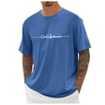 thumbnail image 1 of Aihuaihua Graphic Shirts for Men Summer Casual Short Sleeve Outdoor Workout Tee Tops City Letter Print California T Shirts Blue L, 1 of 5