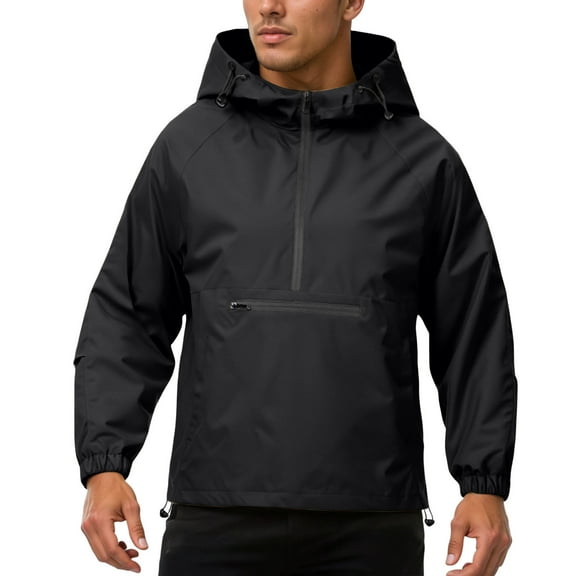 Aihuaihua Half Zip Hooded Jacket for Men Windproof Water Casual Outdoor Sports Pullover Lightweight Comfortable Athletic