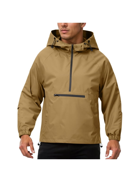 Half Zip Hooded Jacket for Men Windproof Water Casual Outdoor Sports Pullover Lightweight Comfortable Athletic