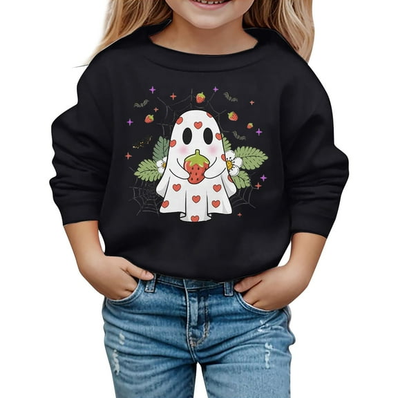 Aihuaihua Halloween Girls Hoodies Pumpkin Print Long Sleeve Pullover Sweatshirts for Kids Casual Fall Winter Tops Cozy and Comfortable Style