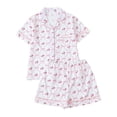 thumbnail image 1 of Aihuaihua Heart Pajamas Women Valentines Printed 2 Piece Silk Pajama Set Plus Size Cute Soft Short Sleeve Button Down Sleepwear, Nightwear S, 1 of 4