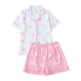 thumbnail image 1 of Aihuaihua Heart Pajamas Women Valentines Printed 2 Piece Silk Pajama Set Plus Size Cute Soft Short Sleeve Button Down Sleepwear, Nightwear XL, 1 of 4