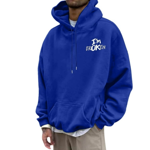 Aihuaihua I'M Ok I'M Broken Hoodies For Men Oversized Casual Y2K Hooded Long Sleeve Sweatshirts 2025 Fall Trendy Pullover Tops I'm Fine I'm Broken