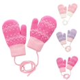 thumbnail image 1 of Aihuaihua Kids Neck Strap Mitten Gloves Winter Warm Thick Gloves for Boys Girls 2-6 Years, Cute Cartoon Cold Weather Snow Mittens for Toddler, 1 of 7