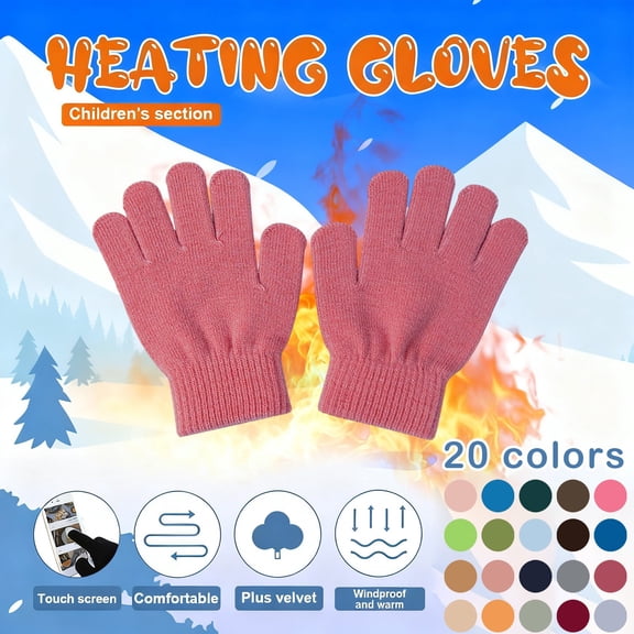 Aihuaihua Kids Winter Gloves for Boys Girls, Full Finger Warm Cold Weather Gloves for Toddler Preschool School Outdoor Play Snow, Cute Five Finger Gloves Age 4-8