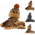 thumbnail image 1 of Aihuaihua Kids Winter Knit Beanie Hat Scarf Gloves 3 Piece Set Leopard for Boys Girls Family, 1 of 4