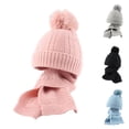 thumbnail image 1 of Aihuaihua Kids Winter Knit Beanie Hat Scarf Set 2 Piece Pom Pom for Boys Girls, 1 of 5