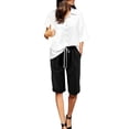 thumbnail image 1 of Aihuaihua Linen Shorts for Women Bermuda Pants Knee Length Long Shorts Solid Color Plus Size Dressy Casual Pull On with Drawstring XL, 1 of 6