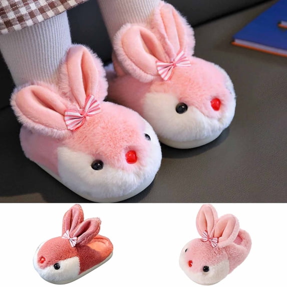 Aihuaihua Little Kids Closed Back Slippers Bow Detail Bunny Design Full ...