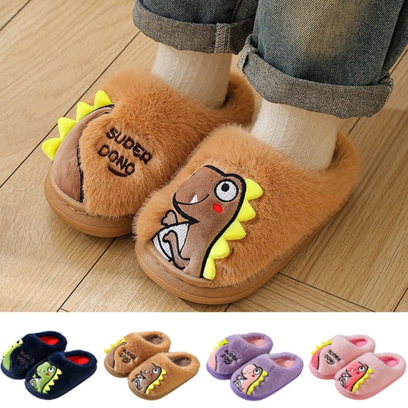 Aihuaihua Little Kids Closed Back Slippers Dinosaur Design Cozy Warm ...