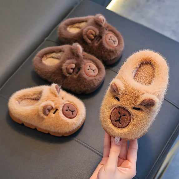 Aihuaihua Little Kids Fuzzy Slippers Capybara Design Full Foot Coverage ...