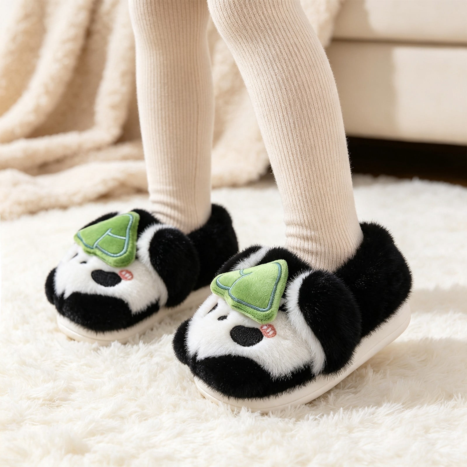 Simple Machine Fun Crafts Aihuaihua Little Kids Fuzzy Slippers Panda Design Machine Washable ...