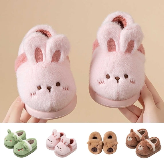 Aihuaihua Little Kids Warm Slippers Cushioned Sole Fuzzy Comfort Slip ...