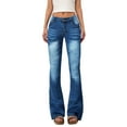 thumbnail image 1 of Aihuaihua Low Rise Flare Jeans for Women Baggy Y2K Stretchy Bell Bottom Denim Pants 90s Vintage Washed Jeans with Pockets BU1 L, 1 of 5