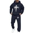 thumbnail image 1 of Aihuaihua Men's Christian 2 Piece Jogging Suit Jesus Cross Sweatsuits Lounge Matching Sets Religious Faith Hoodie Tracksuit Navy XXXL, 1 of 5