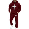 thumbnail image 1 of Aihuaihua Men's Christian 2 Piece Jogging Suit Jesus Cross Sweatsuits Lounge Matching Sets Religious Faith Hoodie Tracksuit Red L, 1 of 5